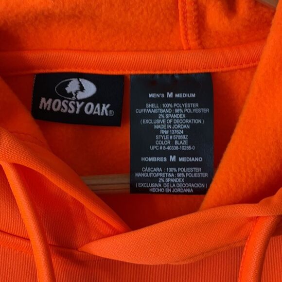 Blaze Orange Mossy Oak Hunting Pull Over Sweatshirt Hoodie Men M Polyest… - Picture 3 of 7